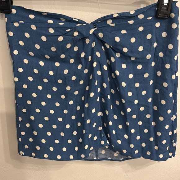 Reformation Colbi Top & Skirt Set Blue Polka Dot Size 0 - Picture 7 of 10